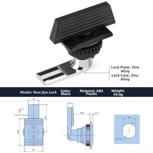 Serrure d'armoire industrielle, serrure à came rotative en plastique avec cylindre en alliage de zinc pour loquet de boîtier électrique, verrou de rack de serveur réseau, verrouillage de sécurité du – vue 8