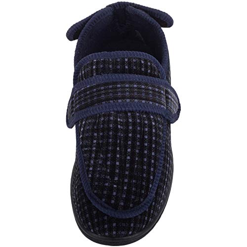 Pantoufle en velours pour homme bleu marine confortable avec design carré