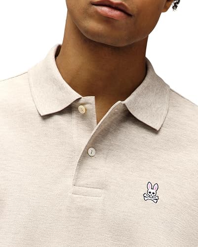 Psycho Bunny Camisa polo masculina clássica piqué, Safari Melange