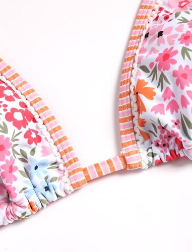 Image of ZAFUL Womens Printed Triangle Bikinis 2 Piece Halter Bikini Sets High Cut Bathing Suit Side Tie Swimsuits