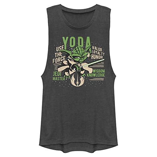Star Wars Clone Wars Yoda Women's Muscle Tank, Charcoal, X-Small