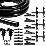5M Schwarz Auto wischwasserschlauch mit Kit 18 schlauchverbinder (Y/I/T Typ), 2 Reinigungsdüsen, 2 Gummidichtungen. HQMYKOR Automotive Schlauch Universal Wischwasserschlauch