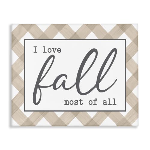 Autumn Calligraphy Plaid Love, 16 x 20 Inch Canvas Wall Art