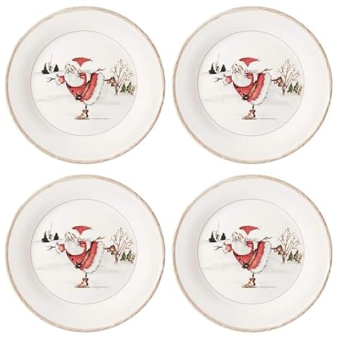 American Atelier Christmas Twig Holiday Dinner Plate (Set of 4) - Holiday-Themed Earthenware Everyday Plates for Dinner, Salad, Pasta - Decorative 11-Inch Festive Dishes for Special Occasions Cover