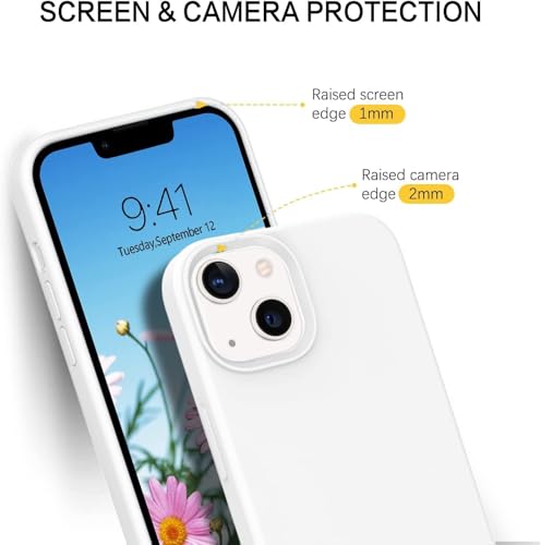 Image of DIZORO Microfiber Candy Case Compatible for iPhone 13 / iPhone 14 6.1 Inch Shockproof Slim Back Cover Liquid Silicone Case - White