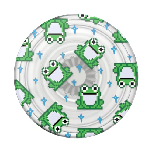 Image of PopSockets Adhesive Phone Grip, Holder, Phone Stand, Plant-based - Translucent 8 Bit Frogs