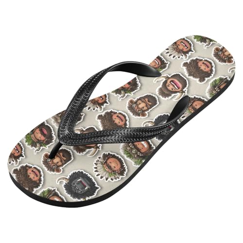 Flip Flop Sandals Tribal Cartoon Print for Women Men Beach Outdoor XS2