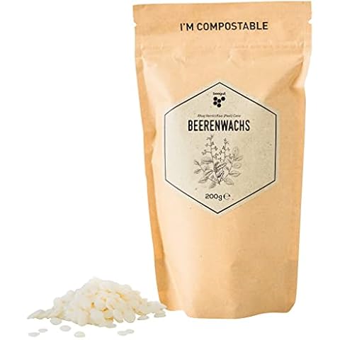 Beegut Berry Wax/Japanese Wax (Rhus Verniciflua Cera), Vegan Beeswax Alternative, Vegetable Wax for Your Own Natural Cosmetics, 200 g Cover