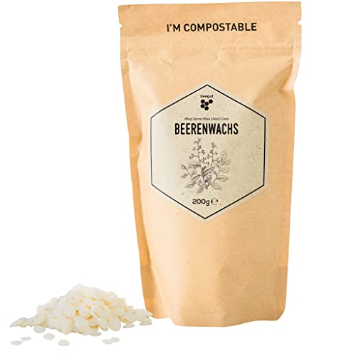 beegut Beerenwachs/Japanwachs (rhus verniciflua cera), vegane Bienenwachs-Alternative, pflanzliches Wachs für eigene Naturkosmetik, 200g