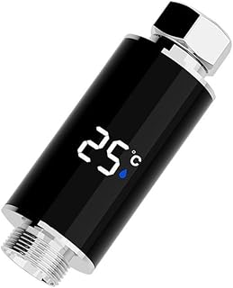 LED Water Temperature Display Shower Head with Hydroelectric Power Generation, Real-Time 3-Color Indicator for Baby Bath Safety, Easy Installation, Black/Silver