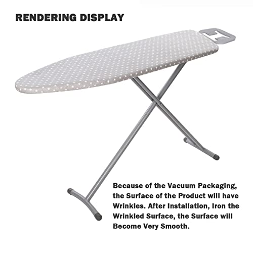 Ironing Board Cover And Pad Thick Standard Size15 X 54",Elastic Edges And 4 Adjustable Fasteners Make 3 Layer Padded Ironing Board Cover Surface Smoother,1 Large Protective Scorch Mesh Cloth(Gray) #TOP4