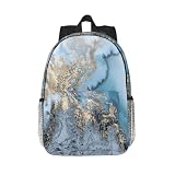 WOPQS Mochila básica clásica de mármol adecuada para escuelas al aire libre de 15 pulgadas
