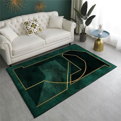 Tapis salle à manger moderne géométrique vert 120x180cm lavable