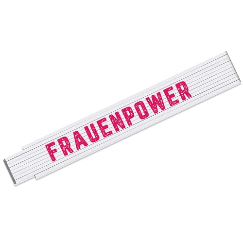 Zollstock mit Spruch „Frauenpower“ – Meterstab 2m mit 90° Rastung - Geschenk Muttertag Geburtstag Geschenk-Idee Handwerker Frauen Hobby