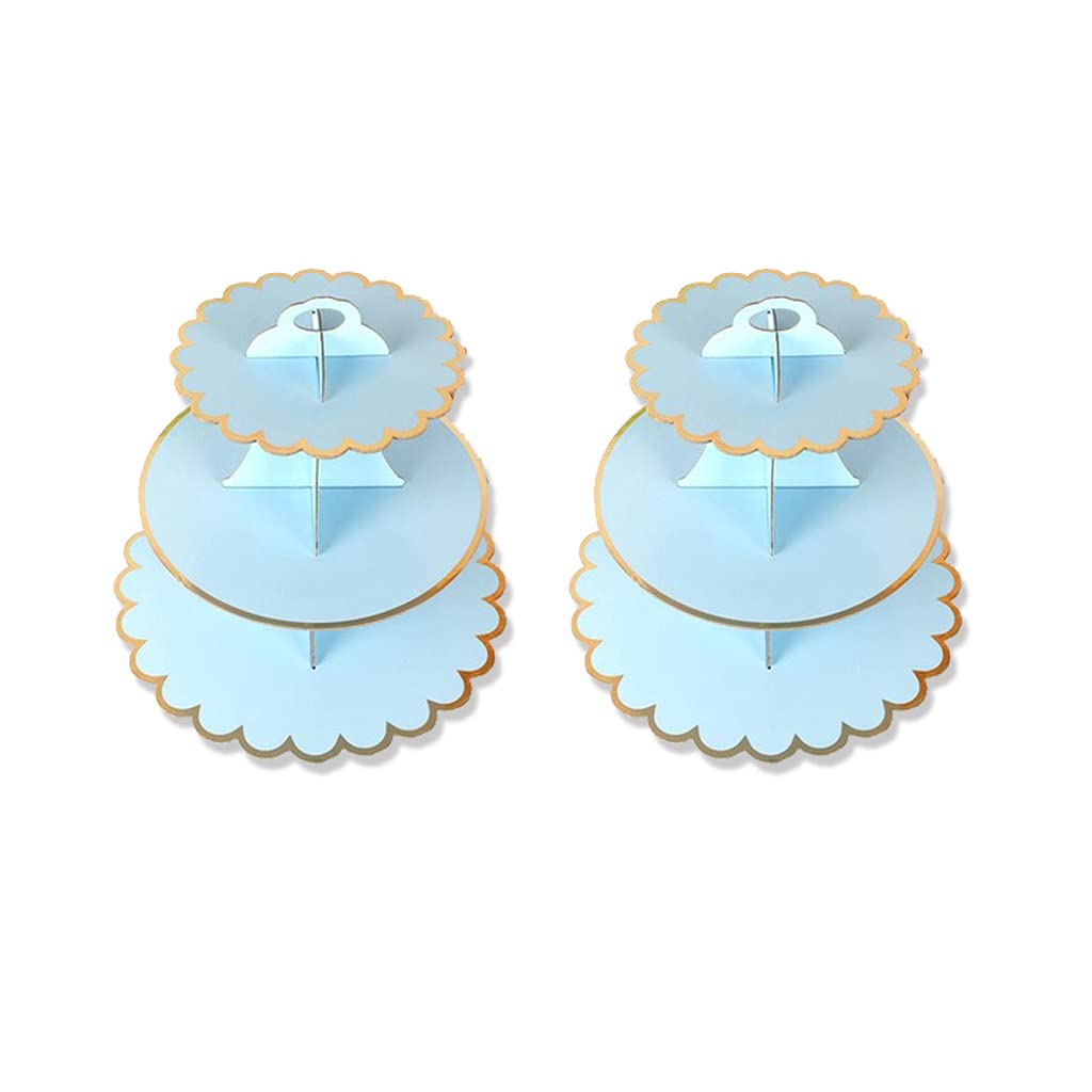 MALSSE Cupcake Stand 3 Round Flower Shape Optional Macaroon Tower Stand Practical and Popular Cake Display for Birthday Cupcake Plates for Display