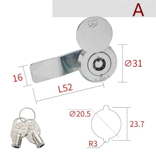Serrure à came d'armoire avec capuchon pour boîte extérieure