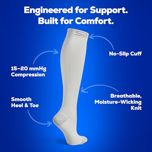 Image of SB SOX 3-Pair Compression Socks (15-20mmHg) for Men & Women - Comfortable Socks, Easy to Put On - Best Socks for Daily /Any Use, Running, Nurse, Travel
