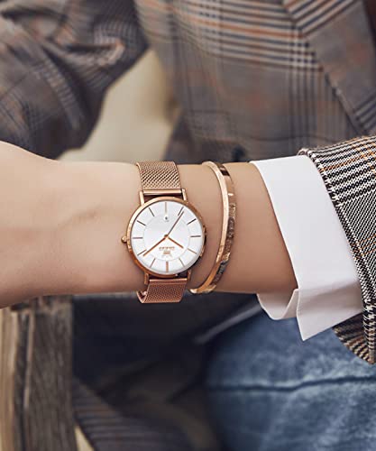 Olevs Thin Women Watches Rose Gold Ladies Watch White Dial With Date,Dress Elegant Ladies Watch #TOP6