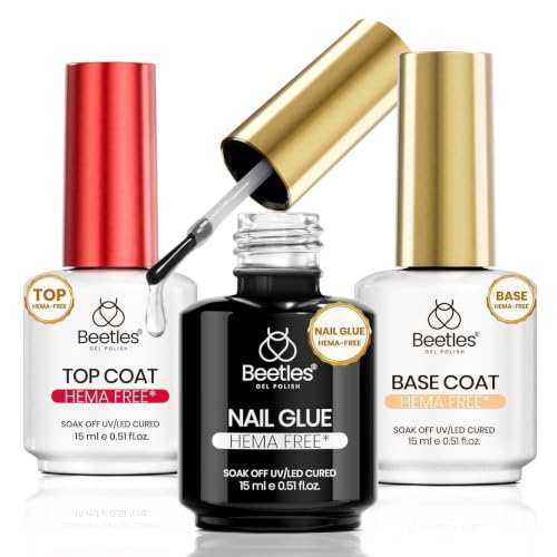 Image of Beetles 3Pcs 15ml Gel Nail Glue, Base Gel & No Wipe Top Coat Set
