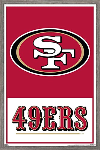 Trends International NFL San Francisco 49ers - Logo 21 Wall Poster, 22.4L x 14.7W, Barnwood Framed Version