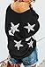 COCOLEGGINGS Women's V Neck Long Sleeve Star Sweater Jumper Pullover Black XL