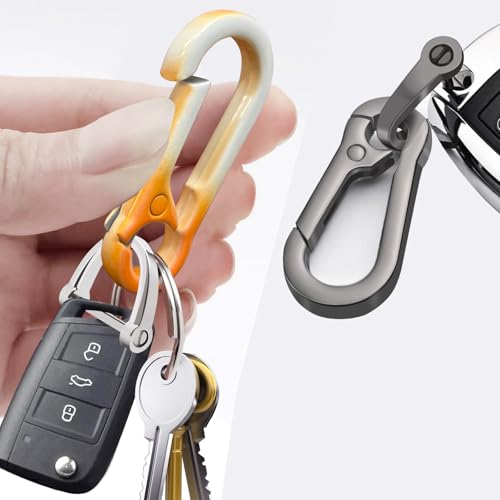 Image of Zinc Alloy Key Chain 3 Packs Keychain Keyring Organizer Key Ring Holder Clip for Men and Women (OrangeWhite), Small