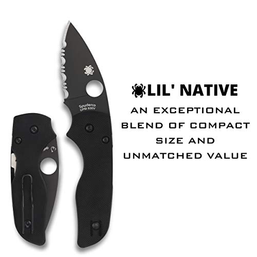 Spyderco Lil' Native Signature Folding Knife With 2.42" Cpm S30V Black Steel Blade And Black Compression Lock G-10 Handle - Spyderedge - C230Gsbbk #TOP1