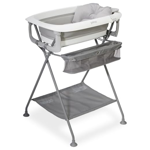 Primo SquishSplash Collapsible Baby Bath & Folding Stand With Ergonomic Infant Cushion for Newborns & Toddlers - Complete Bathing Station - Compact Space Saving Design, Ages 0-24 Months