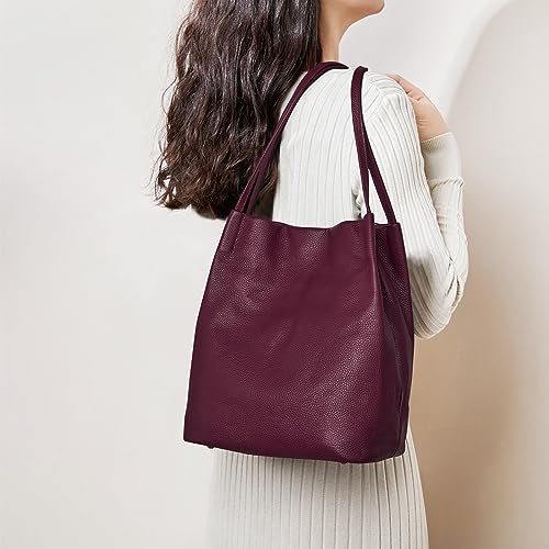 Image of Kattee Women Soft Genuine Leather Totes Shoulder Bag Purses and Handbags with Top Magnetic Snap Closure