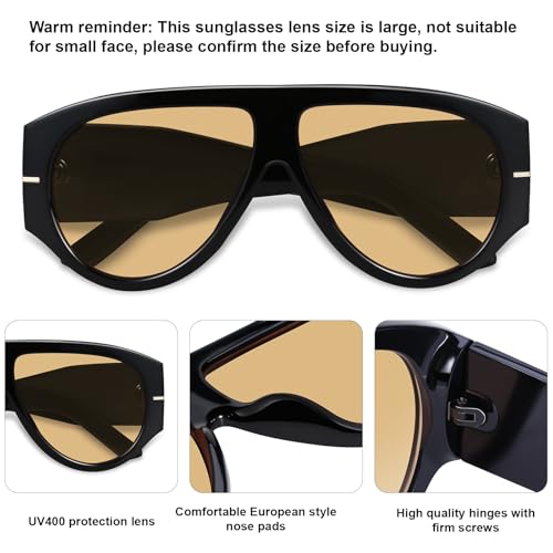 Oversized Retro Aviator Sunglasses for Women Men Trend 70s Thick Classic Vintage Style Sun Glasses 5