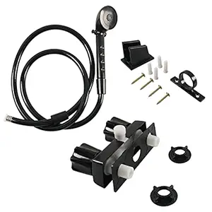 ALI2 RV/Mobile Home Black Shower with Handles and Shower Head Hose Kit
