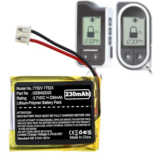 Nzzz GEB402025 Battery fits Viper 7752V 7351V 7351P, Clifford 7752X 7351X 7752V, Python 7752P 7754P, JFC 7752 7941 Remote Control Key Fob Engine Starter