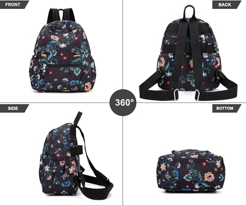 Image of Pealwel Mini Backpack Purse for Women,Small Nylon backpacks for Ladies Backpacks Women Anti Theft Travel Bag (Flower)