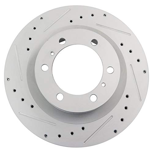 TRQ Performance Front Brake Rotor Set Coated Drilled Slotted Compatible with 2010-23 Lexus GX460 2010-24 Toyota 4Runner by TRQ - Image 4