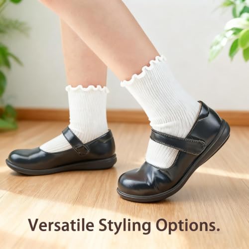 Image of Baby Toddler Ruffle Socks for Girls Cute Crew Grip Frilly Socks
