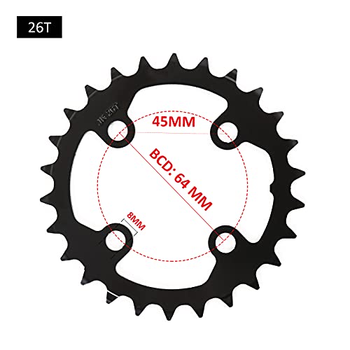 Bucklos 64/104 Bcd Bike Chainring Set With Pin, Steel Cnc Alloy Double/Triple Mtb Chainring 22T 24T 26T 32T 38T 42T 44T 4 Bolts Mountain Bicycle Chainrings 8 9 10 Speed Compatible #TOP2