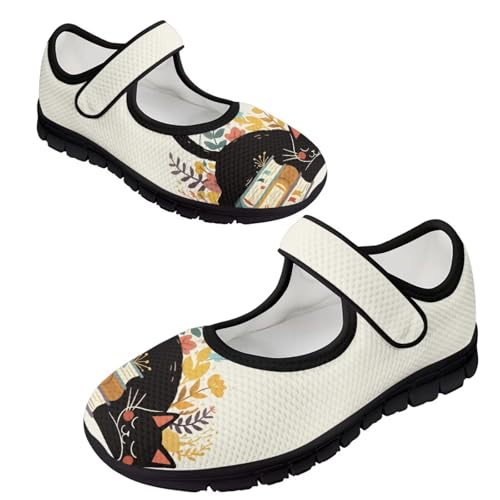 JoyLamoria House Cat Flower Book Womens Shoes Girls Shoe Strap Adjustable Ladies Mesh Walking Travel