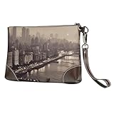 GTKSYNVE Clutch aus echtem Leder für Damen und Herren, Mumbai City of Dream, Geldbörse, Reisen, Handy, Organizer, Handtasche