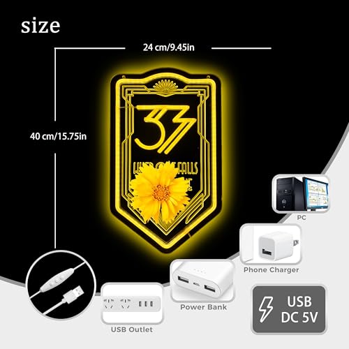 Sci-Fi Expedition Style Neon Wall Light,Shield-Shaped LED Sign with Motivational Quote,Warm Yellow Gaming Room Decor for Gamers,Streamers,Office Man Cave. by iPuppy - Used condition - Image 3