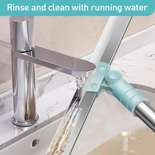 Image of 3-in-1 Heavy Duty Silicone Floor Cleaner with 180 Rotating Scraper | Sweep, Scrape & Wipe Cleaning Tool | Stainless Steel Extendable Handle | Floor Wiper for Bathroom, Kitchen & Home (49.5 cm)
