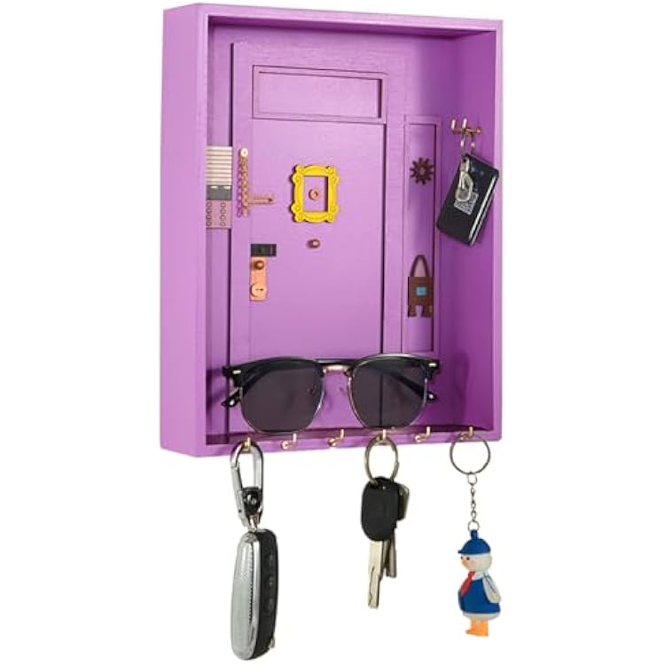 Key Holder Wall Mount, Friends TV Show Merchandise, Cute Key Hooks for Wall, Key Mail Organizer for Home Room Office Decor, Purple Handmade Key Hanger Gifts for Women Friends Lovers
