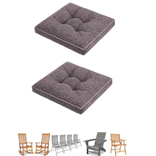 2 Pack Chair Cushions for Dining Chairs Square Seat Pads for Kitchen & Office Indoor Booster Cushions Comfortable Upholstered Chair Pads (Burdock Brown)