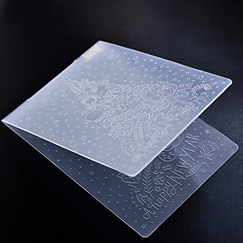 DDOUJOY Merry Christmas Tree Snowfall Star Background Plastic Embossing Folders for Card Making Scrapbooking and Other Paper Crafts 2101050