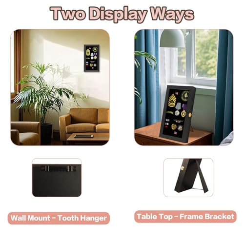 Image of VERANI Pin Display Case Badge Display Frame 8.5 x15 Black for Beach Tags | Flexible layout arrangement,Premium real clear glass door,Wood matte black frame,Wall mountable design