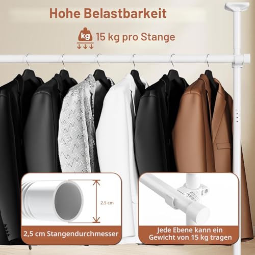 WELDUN Teleskop Kleiderstange Verstellbar Kleiderschrank Kleiderstange – Ansicht 4