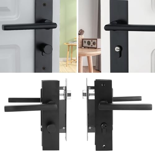 Euro Black Door Handle with Lock and Key Box Set - Aluminum Mortise Lock Complete Set with 3 Keys for Home and Bathroom - Image 8