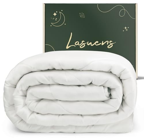 Image of Lasuens 100% Viscose from Bamboo Comforter Queen, Cooling Duvet Insert, Down Alternative Blanket, 350 GSM All Season Summer Duvet - Soft and Fluffy Cooling Comforter for Hot Sleepers 94x90 Inches