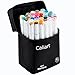 Caliart 40 Colors Dual Tip Art Markers Permanent Alcohol Based Markers Colored Artist Drawing Marker Pens Highlighters With Case for Coloring Animation Illustration Painting Card Making Underlining