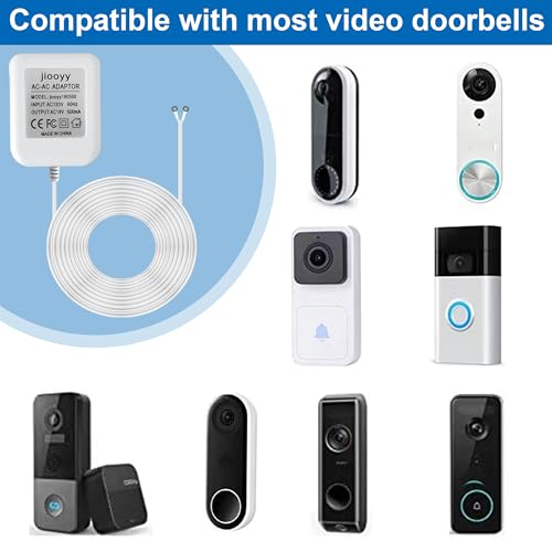 Extension Cable 18V500mA Video Doorbell Power Transformer, AC110-120V to AC18V doorbell Power Adapter (16.4 ft White)