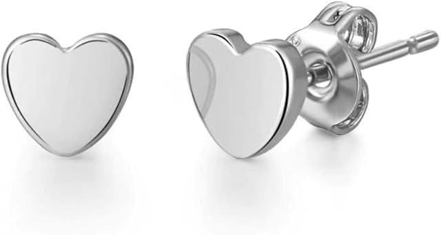 Silver Plated Heart Stud Earrings